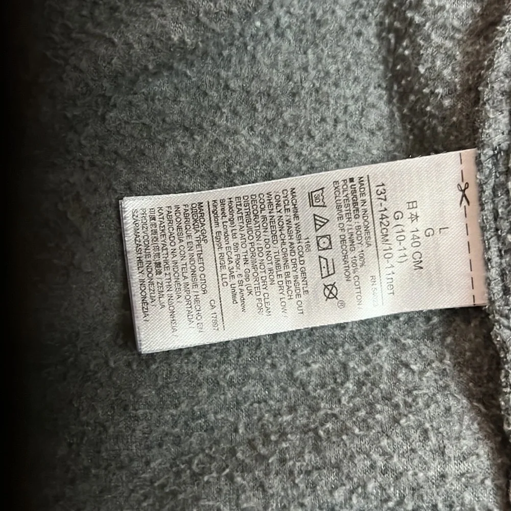 Gap Fleece Jacket Hoodie size large Grey and Neón Gap logo Zip Sweater - Picture 5 of 7